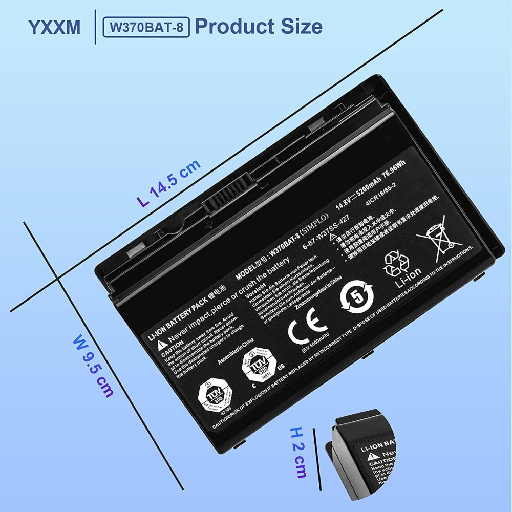 5200Mah Hasse K590S Sager NP6350 NP6370 NP7370 NP7352 Batteri