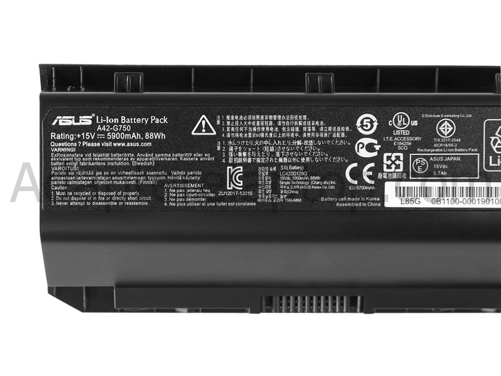 5900mAh 8 Celle Asus G750JZ Batteri