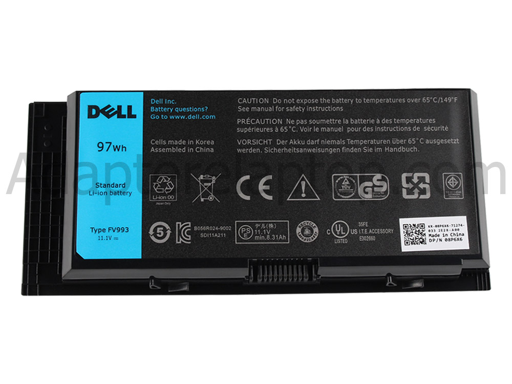 97Whr F334W 451-BBGO H1MNH Dell Precision M4800 P20E Batteri