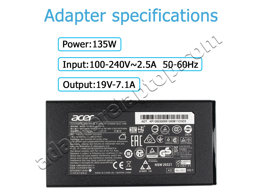 Original 135W Acer Nitro 5 AN515-54 AC Adapter Lader