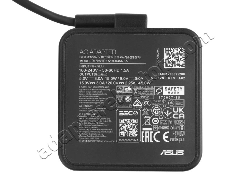 Original 45W TUSB-C Asus Chromebook CZ11 CZ1104CM2A AC Adapter Lader + kabel