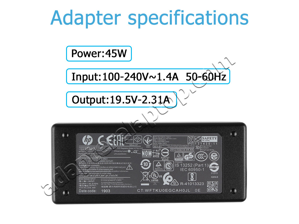 Original 45w HP 17-by0015nf 4MH84EA AC Adapter Lader