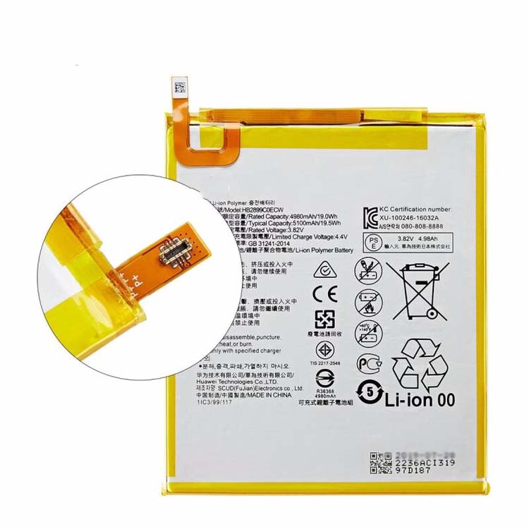 Original 4980mAh 19Wh 2 Celle Batteri for Huawei M3 BTV-DL09