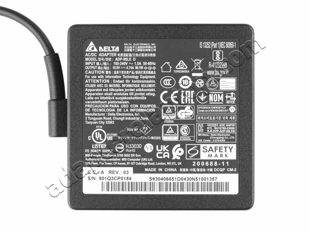 Original 90W MSI Modern 15 B13M-260XFR AC Adapter Lader + kabel