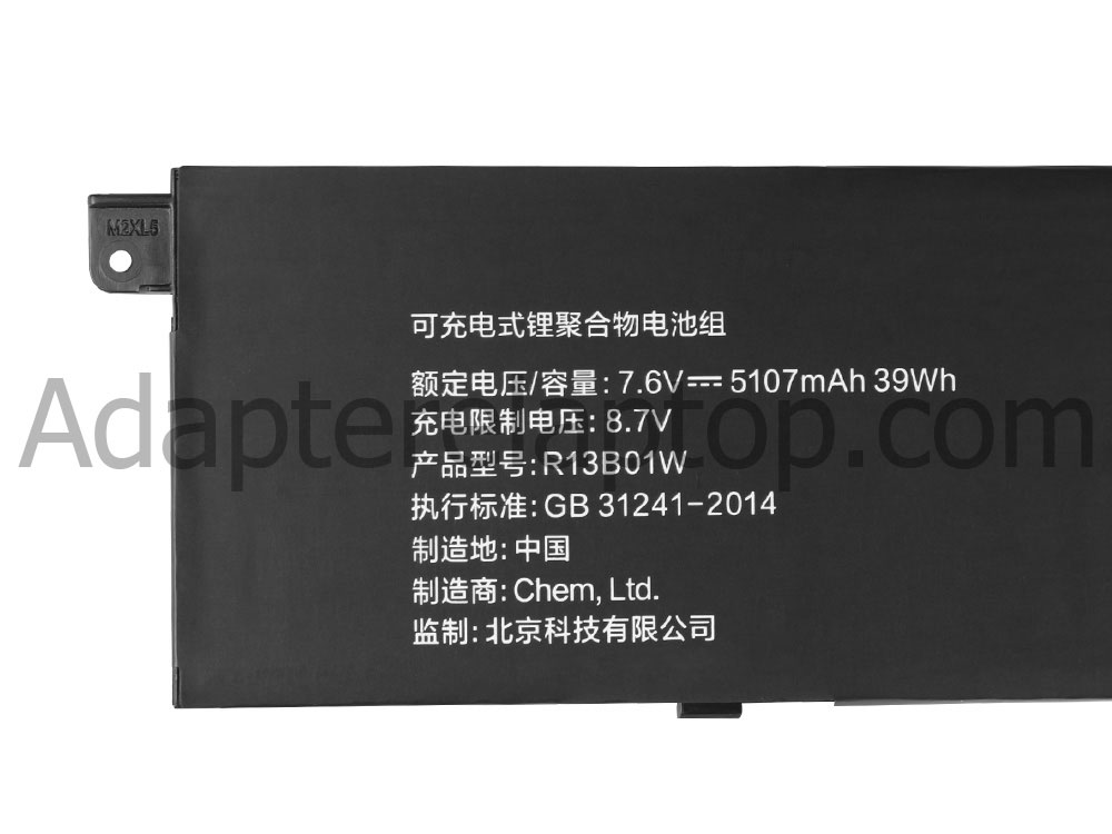 Original 39Wh 5107mAh Xiaomi R13B01W R13B02W Mi Air 13.3 Batteri