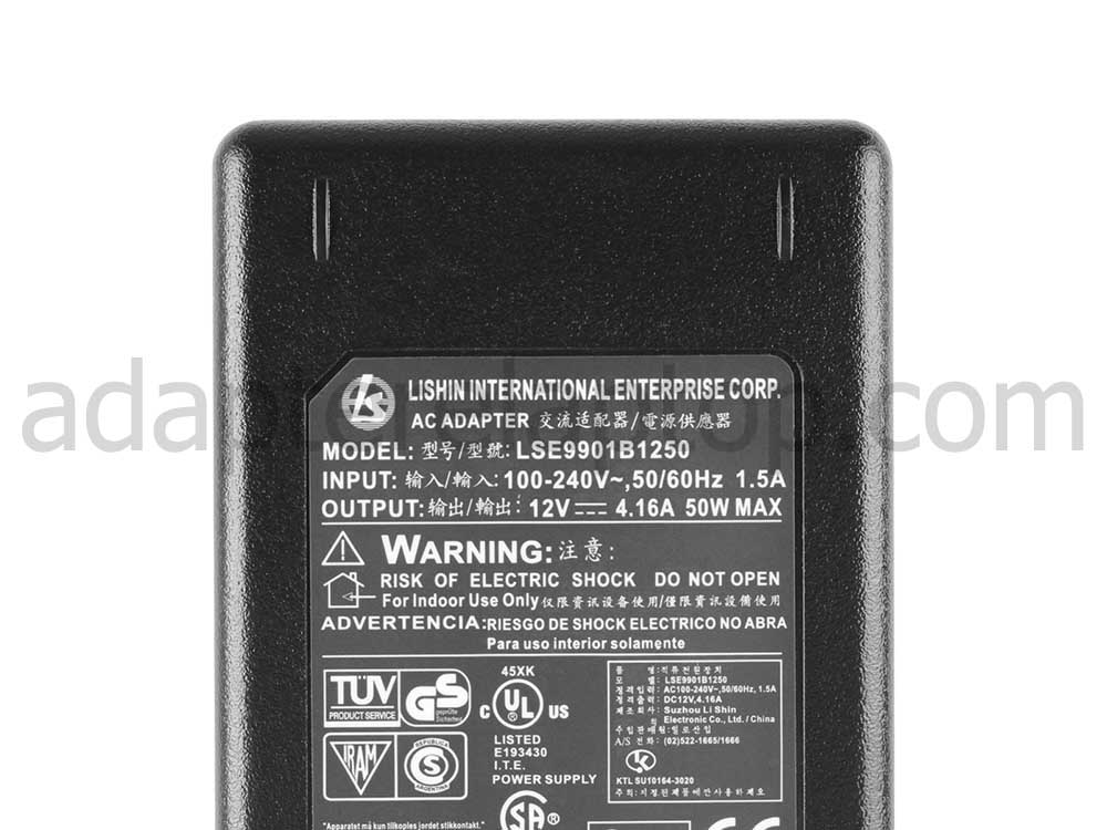 12V 4.16A 50W Starmen TCS050120 AKAI LCD TV AC Adapter Lader